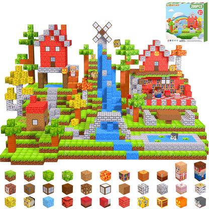 LionFuny 200PCS Magnetic Blocks,Magnetic Building Blocks Stacking Toys,Magnet Toys Building World Set, STEM Sensory Christmas Birthday Gift for Toddlers Boys Kids Age 3 4 5 6 7 8,Upgrade 1" Large Size