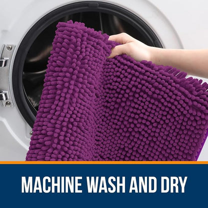OLANLY Bathroom Rugs 34x21, Extra Soft Absorbent Chenille Bath Rugs, Rubber Backing Quick Dry, Machine Washable Bath Mats for Bathroom Floor, Tub and Shower, Home Decor Accessories, Purple