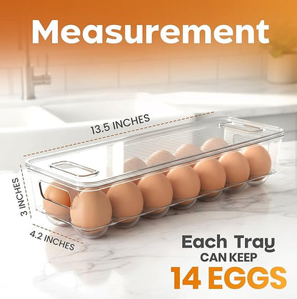 Utopia Home Egg Container With Lid and Handle for Refrigerator - Pack of 1 - Clear Stackable Egg Holder for Kitchen Storage and organization