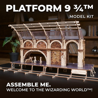 UGEARS Harry Potter Platform 9 ¾ 3D Puzzle - Wooden Model Kits for Adults To Build - Mechanical Wooden Model Kit - Compatible with Ugears Hogwarts Express Train - 3D Wooden Puzzle includes 2 Figurines