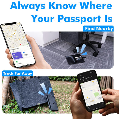 Travel Depot Trackable Passport Holder for Travel, Apple Find My Compatible Passport Wallet, Anti-Lost Passport Cover with Card Slots for Men & Women, Smart Travel Wallet