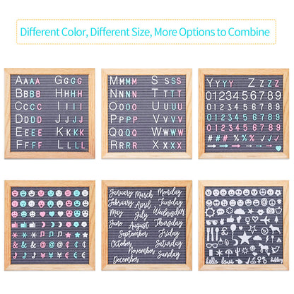 G GAMIT Felt Letter Board Message Board 10x10inch with Stand,Pre-cut&Sorted 805pcs White,Blue&Pink Changeable Letters+Weeks &Months Cursive Words,Word board Sign board with Sorting Tray&Gift Box(Gray)