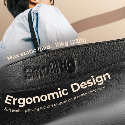 SMALLRIG Universal Leather Camera Shoulder Strap for DSLR Camera, Adjustable 100 to 110cm (39 to 43in), Max Load 10kg (22lb), Ergonomic Shoulder Support for Travel/Vlogging (Black) -5208