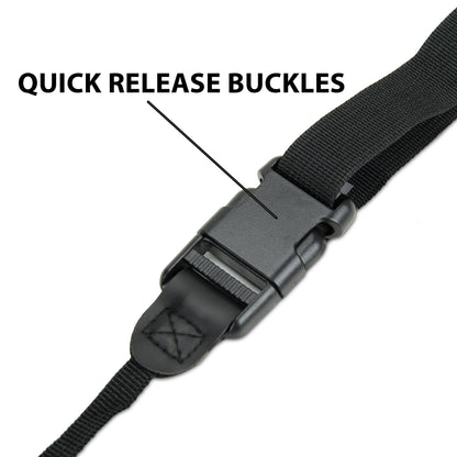 USA Gear DSLR Camera Strap Chest Harness with Quick Release Buckles, Black Neoprene Pattern and Accessory Pockets - Compatible with Canon, Nikon, Sony and More Point and Shoot and Mirrorless Cameras