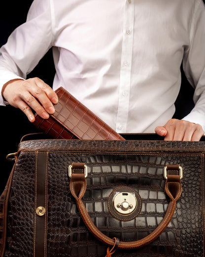 MR.OKAY 3 Watch Travel Case- Classic Leather Watch Case With Superb Texture.(Portable Watch Roll Or Organizer For Storage And Display).Festival Gift For Men, All Handcrafted By Artisans.