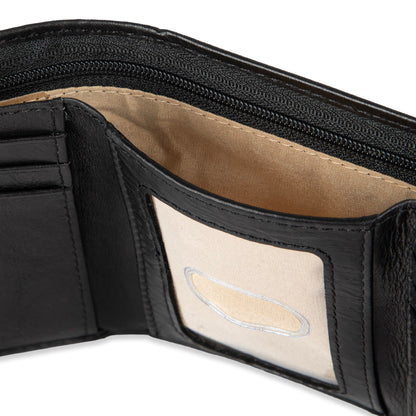 Dockers Men's Coated LeatherExtra Capacity Trifold Wallet, Rfid-blocking, Black, One Size