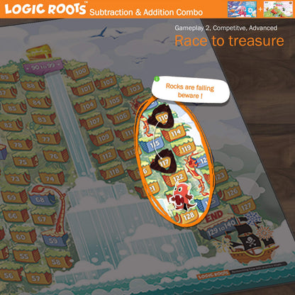 Logic Roots Addition and Subtraction Game - Fun Math Board Game for 6-8 Year Olds, Easy to Play Educational Game for Kids at Home, STEM Toy Gift for Girls & Boys (Cloud Hoppers + Moutain Raiders)