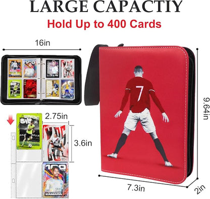 Soccer Card Binder 400 Pockets for Soccer Trading Cards Collectors,Portable Waterproof Card Storage Book with Removable Clear Sleeves,Compatible with Soccer Cards 2025-26