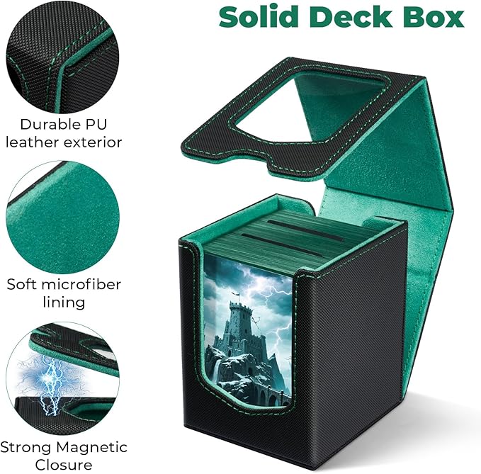 Fabmaker Deck Box Compatible with MTG Commander, (patent Pending) Magnetic Trading Card Storage Box with Comman-der, Fits 100 Double-Sleeved Cards, Card Box Compatible with Magic the Gathering