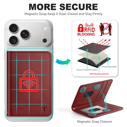 TUCCH for Magsafe Card Holder with Clear ID Window, Fit 6 Cards, RFID Blocking PU Leather Men Women Magnetic Phone Wallet for iPhone 17/16/15/14/13/12/Plus/Air/Pro/Pro Max Series, Dark Red