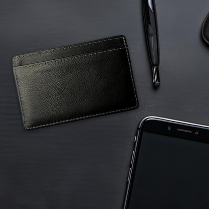 thisiswallet 2 Card Minimalist Wallet for Men & Women - Genuine Leather Ultra Thin Black Credit Card Holder - Compatible with American Express Platinum