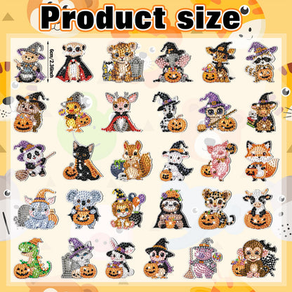 Xuhal 30 Pcs Halloween Diamond Painting Magnets Halloween Animal Diamond Art Magnet Kits for Adults Cute 5D Rhinestone Witch Hat Pumpkin Animal Refrigerator Magnetic Sticker for DIY Craft Fridge Gifts