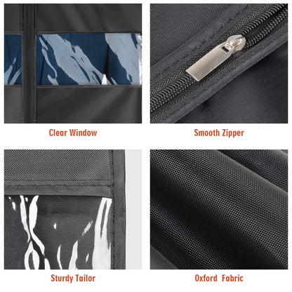 Univivi Garment Bag Suit Bag for Storage and Travel 43 inch, Washable Suit Cover for T-Shirt, Jacket, Suits, Coats, Set of 5, Oxford Fabrics