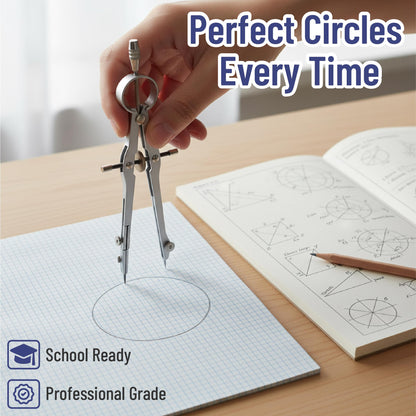 Mr. Pen- Geometry Set, 15 pcs, Navy Blue, 6 Inch Swing Arm Protractor, Divider, Set Squares, Ruler, Compasses and Protractor
