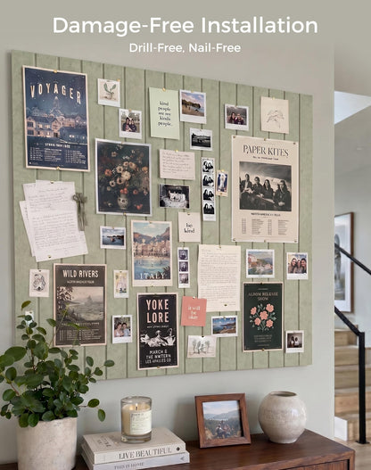 Aothia 12-Pack Felt Bulletin Board Tiles, 48x36 Modular Pin Board for Walls, 0.2" Thick Cork Board Alternative for Office & Classroom, 70 Adhesive Tabs & 40 Pushpins Included(Sage Green)