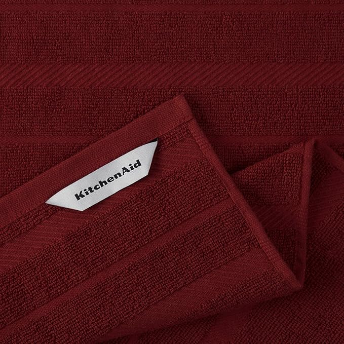 KitchenAid Albany Kitchen Towel 4-Pack Set, Smoked Paprika Red/White