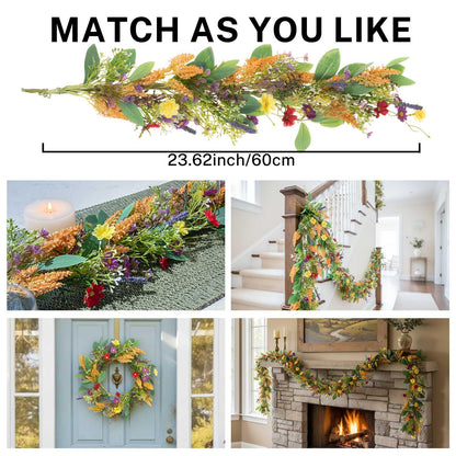 MOYEE Summer Candle Holder Centerpieces for Tables,Candle Ring, Black Metal Candlestick with an Artificial Wreath 14 in Versatile Dining Table Centrepiece(Golden Wheat Ear Wreath)