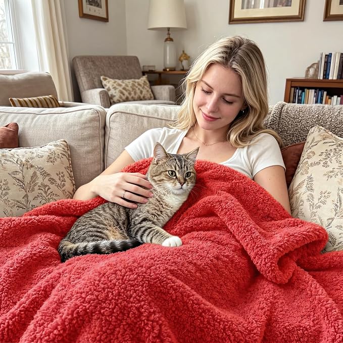 Exclusivo Mezcla Fleece Twin Size Bed Blanket, Ultra Soft, Lightweight and Fuzzy Red Blanket for Women, Home Decor, 60x80 Inches