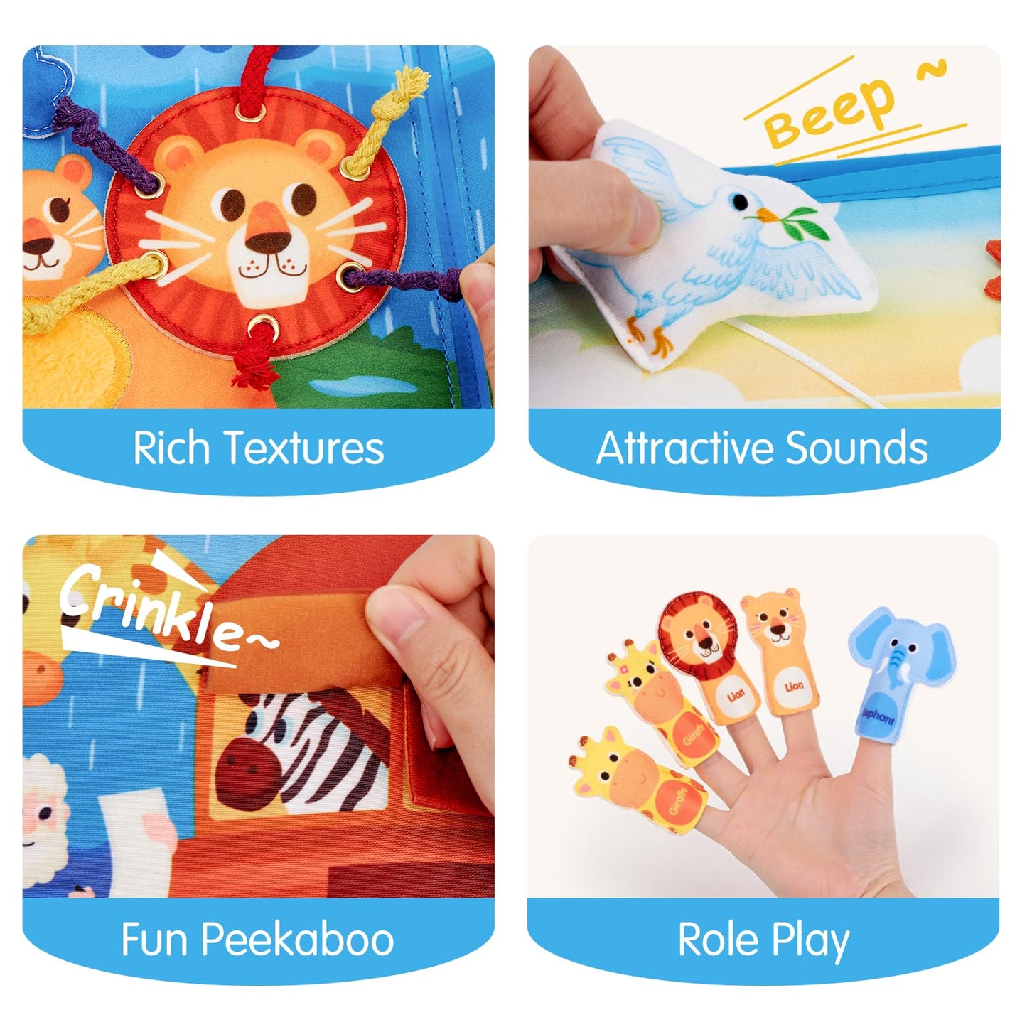hahaland Noah's Ark Toy Busy Book for Toddlers 1-3 - Baptism Gifts for Boys Girls - Montessori Toys for 1 Year Old, Sensory Early Learning Educational One Year Old Boy Birthday Christian Church Toys