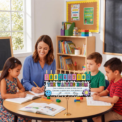 Tinlade Composition Notebook Classroom Management Tools Teacher Waiting Room Sign Girl Style Waiting Room Numbers Classroom Set with Wooden Clips for Back to School Elementary Teacher Supplies