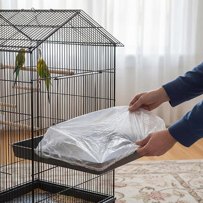 100 Pcs Disposable Bird Cage Liners 34"x22" Clear Plastic Parakeet Liner Bags, Universal Birdcage Liner Bags for Parakeets, Parrots, Finches, Canaries, Cockatiels, Bird Cage Accessories