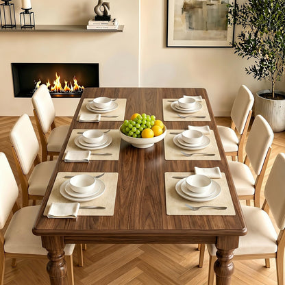 Newise Leather Placemats Set of 6-18 x12 inch, Washable Heat Resistant Place Mats for Patry Kitchen Dinner, Beige