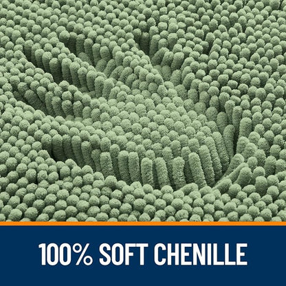 OLANLY Toilet Rugs U-Shaped 24x24, Extra Soft Absorbent Chenille Contour Bathroom Rugs for Toilet, Dry Quickly, Machine Washable, Non-Slip Bath Mat, Sage Green