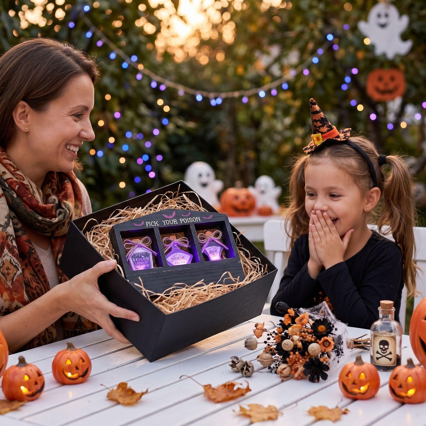 Valery Madelyn Halloween Decorations Indoor with Purple LED Lights, Lighted Spooky Halloween Decor Pick Your Poison Tabletop Sign, Witch Decorations for Home Party Office, 8 Inch