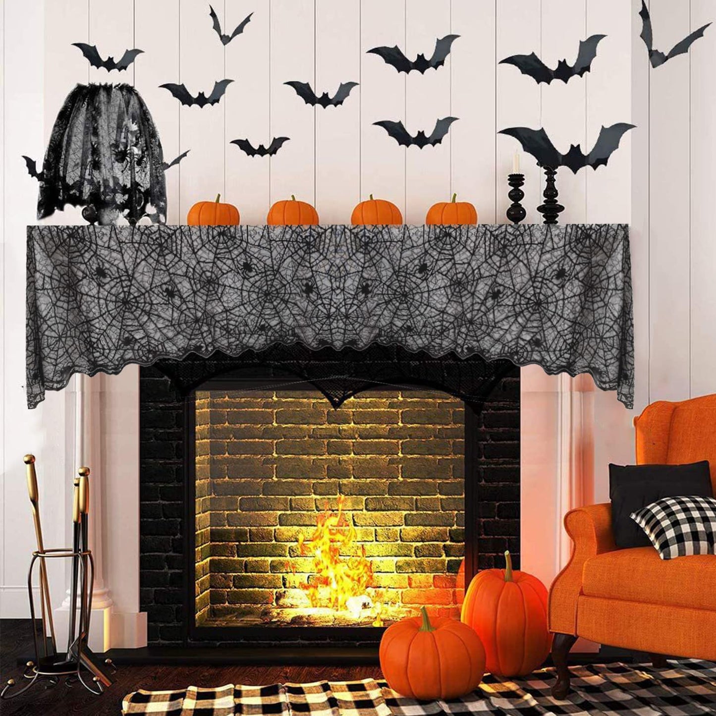 NNTA 2 Pack Halloween Tablecloth Plastic Rectangular Black Spider Web Disposable Table Cover Waterproof Spillproof - Perfect for Halloween Decoration Dinner Party