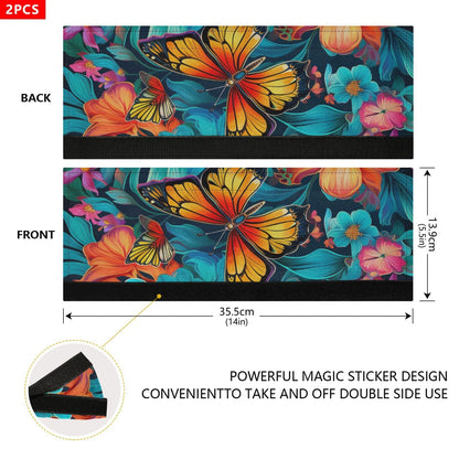 QwThum Butterfly Blue Flowers Refrigerator Handle Covers Set of 2 Door Handle Covers for Fridge Oven Microwave Appliance Washable Decor Non-Slip Dishwasher Door Cloth Protector 14x5.5in