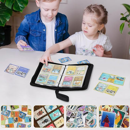 Sports Card Binder Holder 480 Pockets with 60 Removable Sleeves, Portable Sports Trading Cards Binder Album Collector Organizer Protectors with Zipper,Waterproof