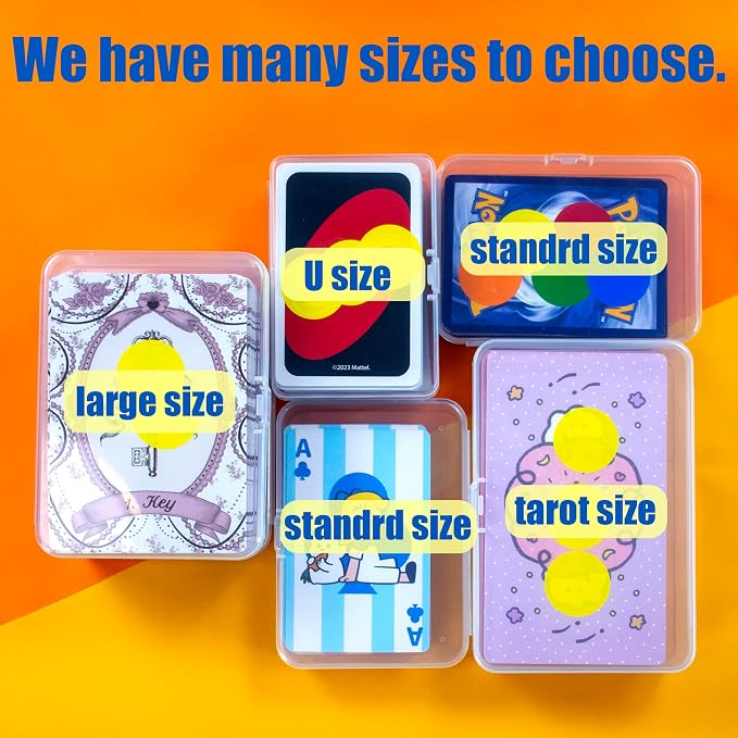 JINUPHION 8 Pcs Playing Card Case, Small Clear Box, Plastic Deck Box, Card Deck Holder, Game Card Storage Organizer (8 pcs Standard) (No Cards)
