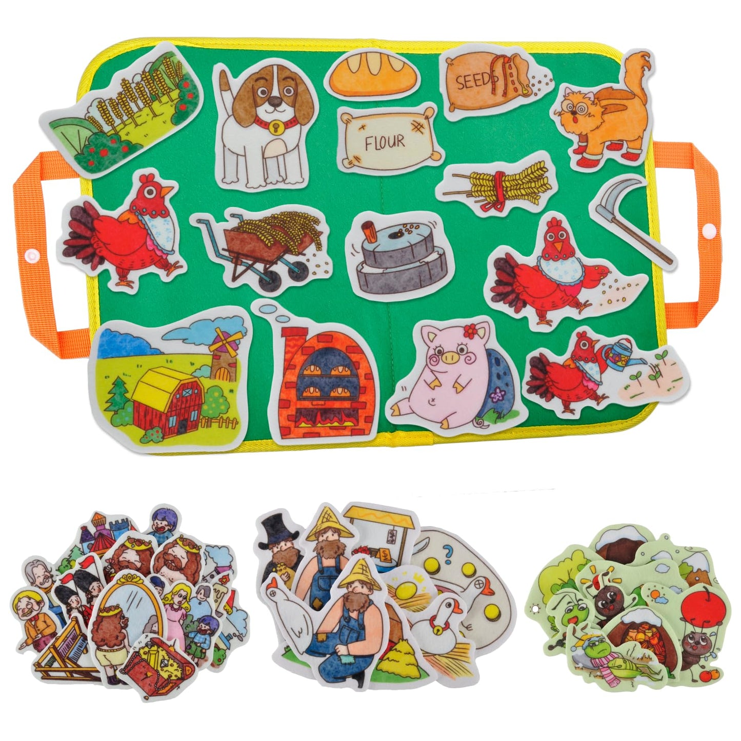 CHEFAN Felt Board for Toddlers,4 Sets Flannel Board Stories for Preschool Activity,Little Red Hen,The Ant and The Grasshopper,The Goose that Laid The Golden Egg and The Emperor's New Clothes