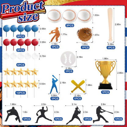 39Pcs Baseball Cake Topper Baseball Birthday Cake Decorations Sports Theme Cake Decorations for Birthday Party Supplies ﻿