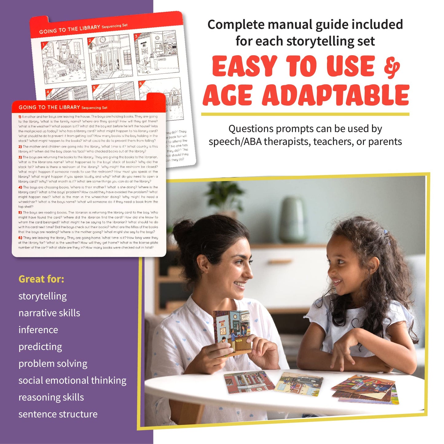 Sequencing Cards for Storytelling, Speech Therapy Game, Special Education Materials, Sentence Building, Problem Solving, Homeschooling Sequence Cards, Autism Game, Picture Sences, SEL