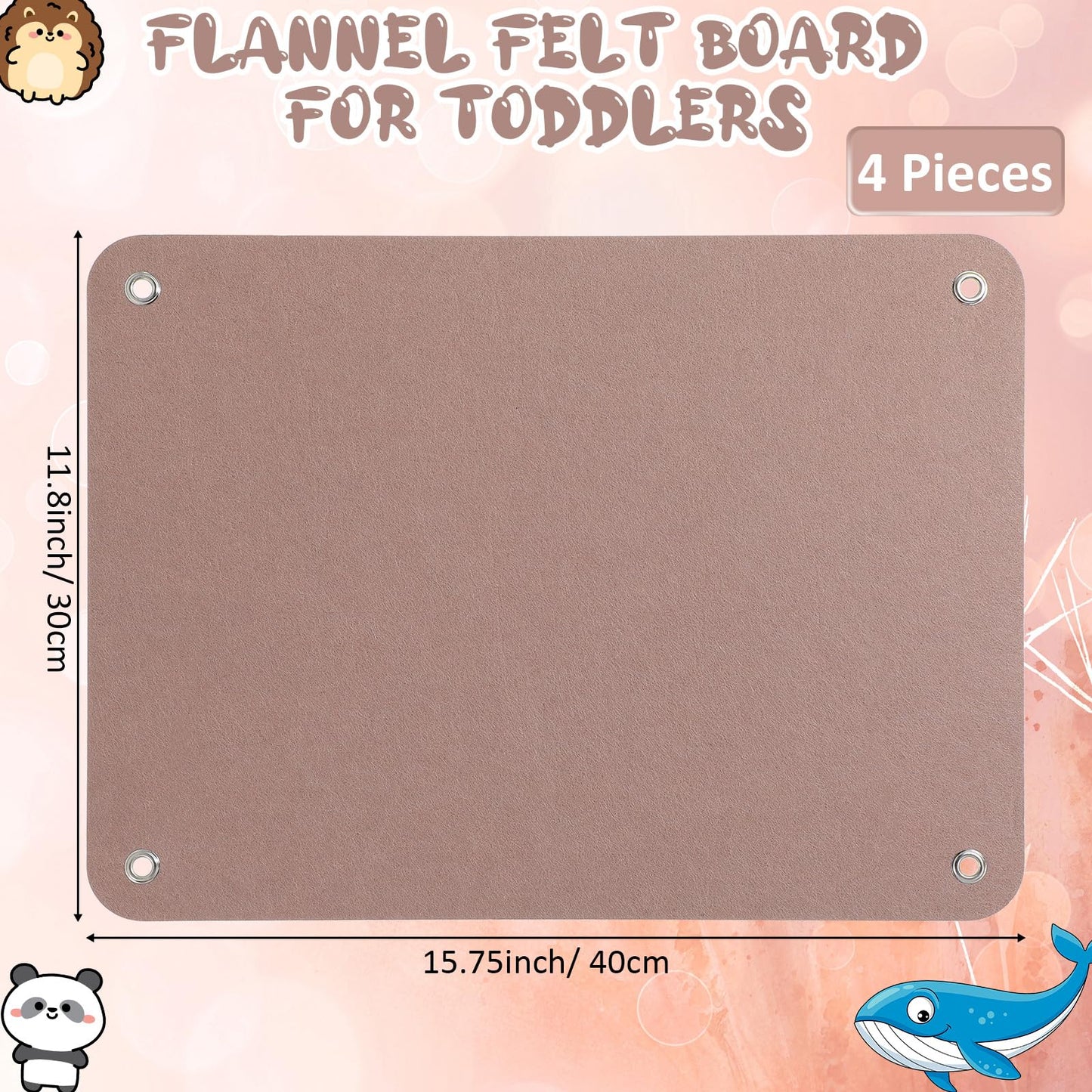 Yunsailing 4 Pieces Felt Board for Toddlers Classroom Flannel Board Stories for Preschool Homeschooling, Kids Felt Story Activity Wall Hanging Children Birthday Gifts, 11.8 x 15.75 Inch (Camel)