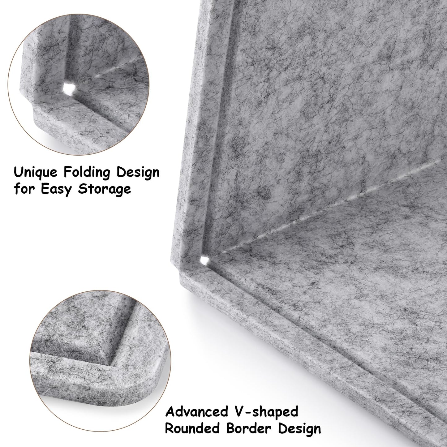 Large Bulletin Board, Foldable 60x36 Inches Cork Board Alternative, Large Felt Board Decorative Pin Board for Wall, Foldable Photo Board Self-Adhesive Vision Board with 36 Pushpins Light Gray