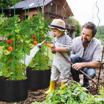 4 Packs 47 x 12 Inch Garden Tomato Cages with Grow Bags- Triangle Plant Support Trellis Assembled with Planter Bags- Garden Cucumber Vegetables Frames for Vertical Climbing Plants