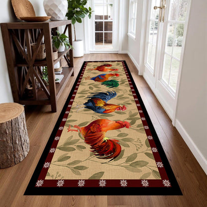 ZLXMN Indoor Accent Rooster Rugs for Hallways 2x7ft French Country Poultry Runner Rug Non-Slip Farm Animal Print Washable Rugs Runners for Kitchen Bedroom Laundry Room Rug