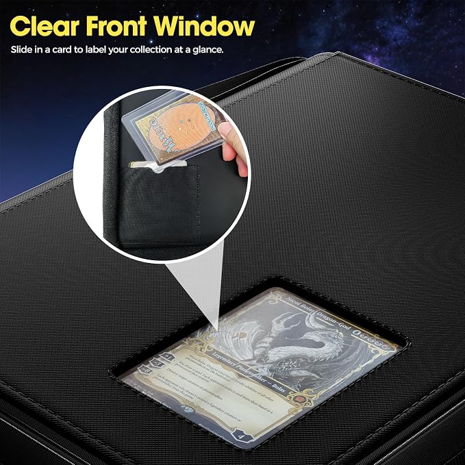 ProCase 4 Pocket Top Loader Binder, Holding 144 Cards in 3"x4" Toploaders, Side Loading Small Book Folder with Clear Window for Pokemon, Trading, Sports Cards Collection TCG, MTG -Black
