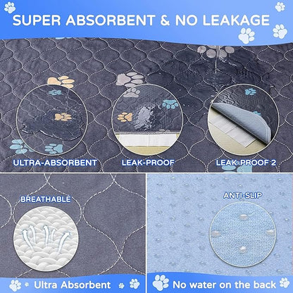 Aitmexcn Washable Puppy Dog Pee Pad, 100% Waterproof Whelping Training Mat for Puppy/Senior Dog, Fast Drying Reusable Puppy Pads for Indoor, Outdoor and Car Travel- 72'' x 72''- 2PCS
