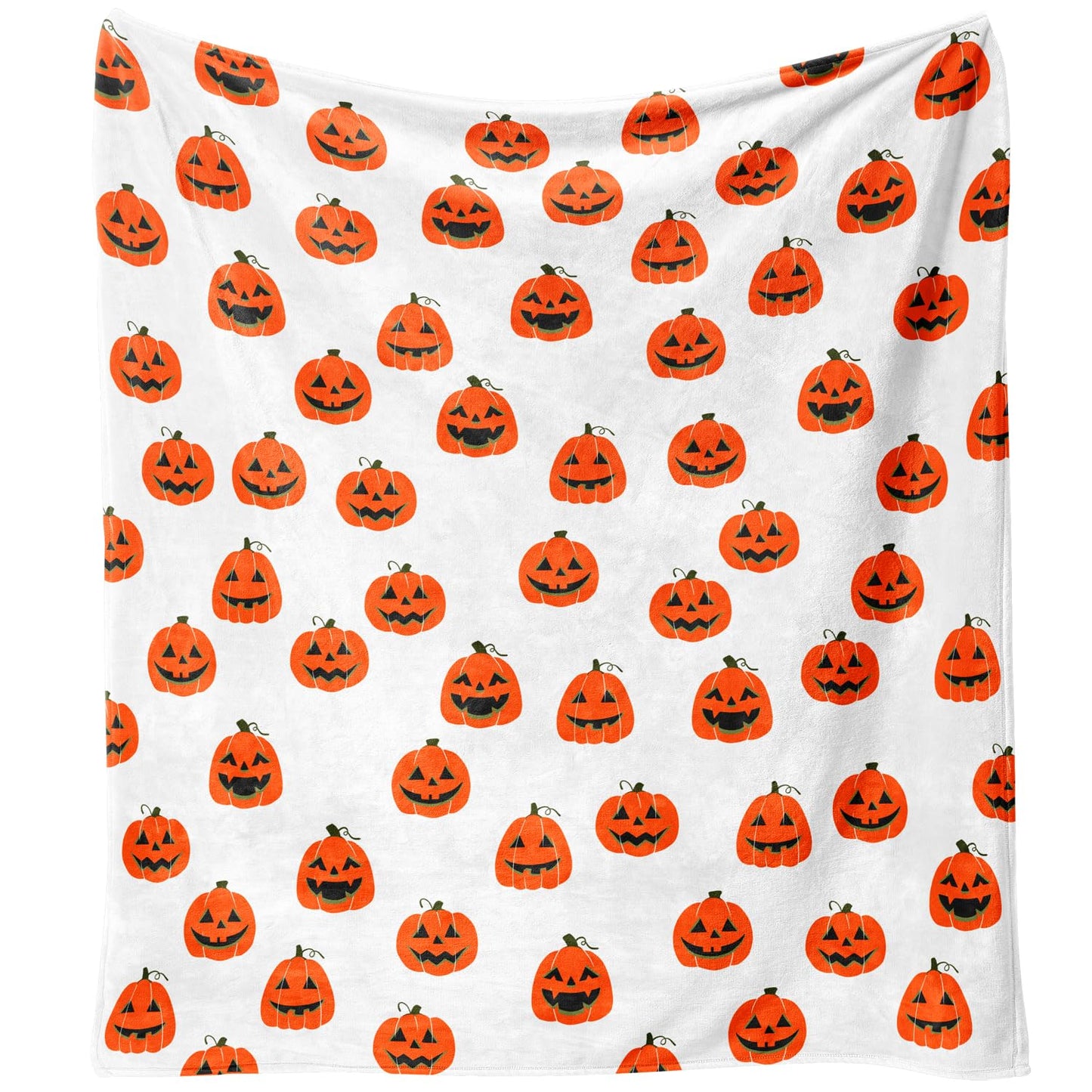 Yiyhuxf Halloween Pumpkin Face Blanket - Orange Flannel Fleece Throw for Home, Living Room, Bed, Chair Decor - 60"x50"