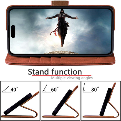 DuckSky Compatible with iPhone 17 Pro Max 6.9" Genuine Leather Wallet case【RFID Blocking】【4 Credit Card Holder】【Real Leather】 Flip Phone case Cover Women Men for Apple 17 Pro Max case Light Brown