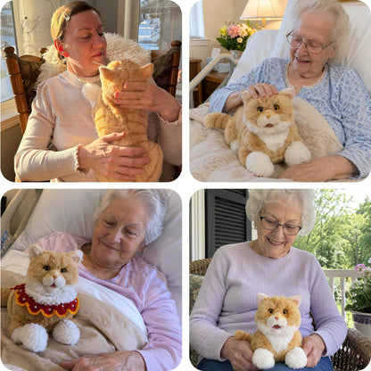 Chongker Interactive Realistic Cat Plush Toy with Sound & Heartbeat, Lifelike Robotic Kitty with Purring, Meowing, Blinking & Moving Head Tail, Custom Name Feature, Companion Gift for Seniors