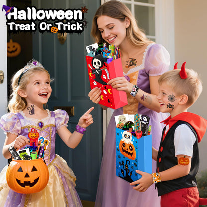 192PCS Halloween Party Favors Gift for Kids, 24 Pack Halloween Stationery Gift Set for Trick or Treat, Goody Bags Fillers Party Supplies for Classroom School Prizes with Erasers, Pencils, Rulers