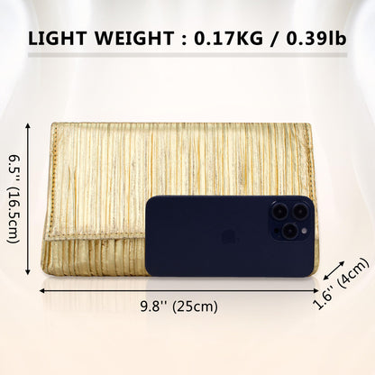 Tmore Clutch Purses for Women PU Leather Clutch Bag with Chain Handbags Soft Pleated Evening Bag (Gold)