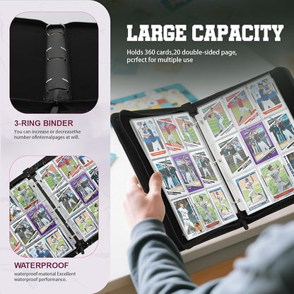 Trading Card Binder with Sleeves 9 Pocket Premium 720 Double Sided Pocket PU Card Collection Binder, Collectible Albums Card Folder for MTG, TCG, Sports Cards