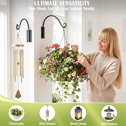 Lifyzoon Heavy Duty Plant Hanger Bracket (16"/Black), 80lbs Weight Capacity - Outdoor Hand-Forged Hanging Plant Bracket Durable and Stable Bird Feeder Hanger