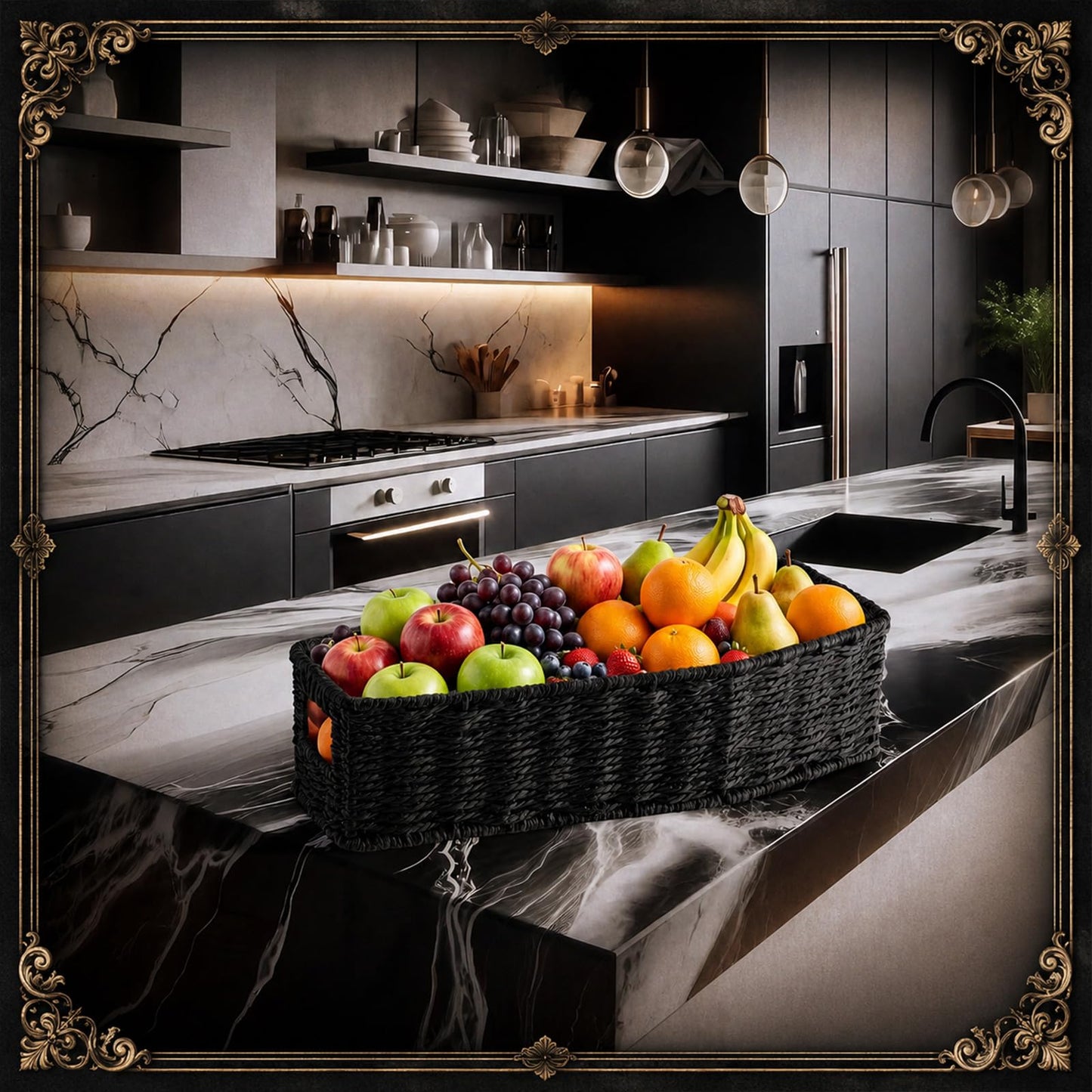 Qinyoung Gothic Storage Basket for Bathroom Rustic Black Woven Paper Rope Organizer Halloween Shape Decorative Tray for Cosmetics Keys Jewelry Gothic Home Decor(Coffin)
