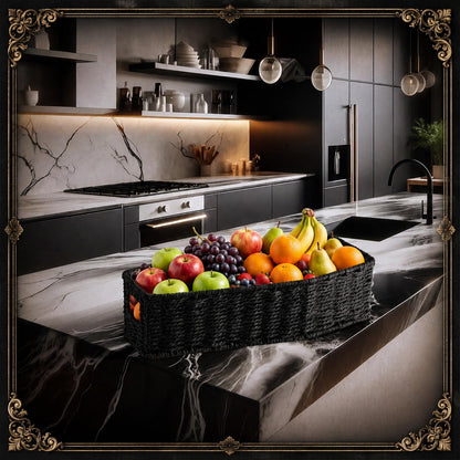 Qinyoung Gothic Storage Basket for Bathroom Rustic Black Woven Paper Rope Organizer Halloween Shape Decorative Tray for Cosmetics Keys Jewelry Gothic Home Decor(Coffin)